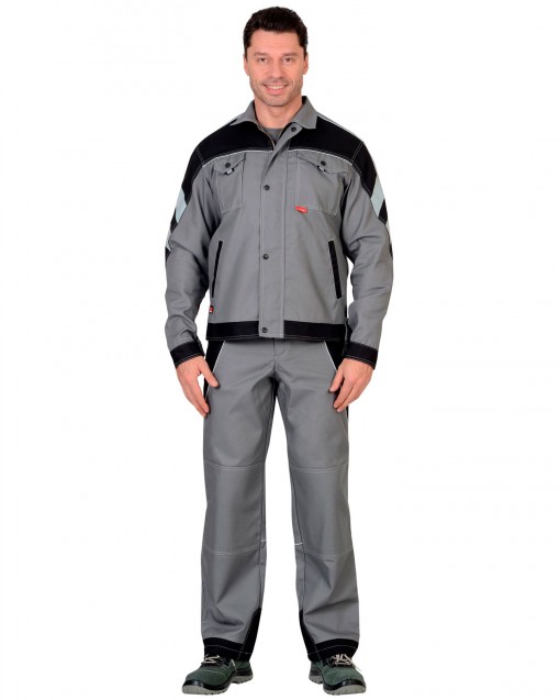 Куртка СИРИУС-Пекин серая с черным с СОП