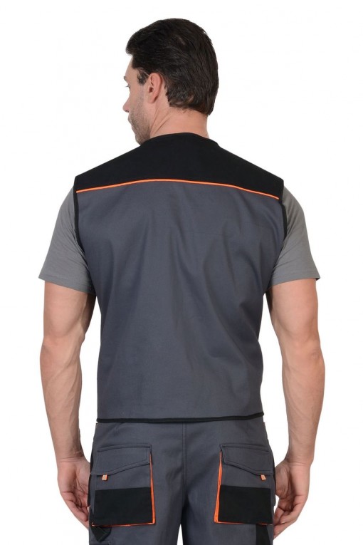 Жилет СИРИУС-МАНХЕТТЕН темно-серый с оранжевым и черным