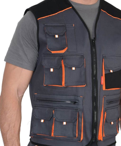 Жилет СИРИУС-МАНХЕТТЕН темно-серый с оранжевым и черным