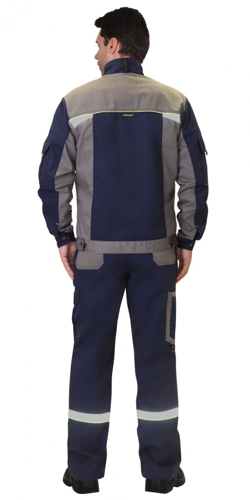 Костюм СИРИУС-СТАН куртка/полукомбинезон синий с серым и лимонным