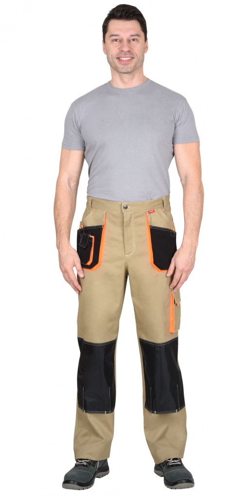 Брюки СИРИУС-МАНХЕТТЕН песочные с оранжевым и черным