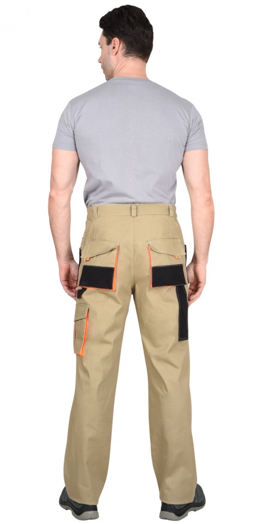 Брюки СИРИУС-МАНХЕТТЕН песочные с оранжевым и черным