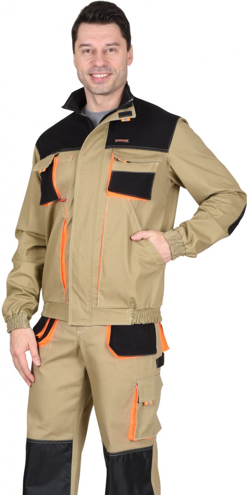 Куртка СИРИУС-МАНХЕТТЕН короткая песочная с оранжевым и черным