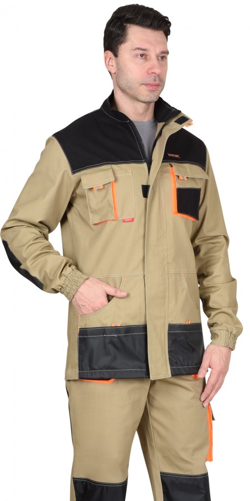Куртка СИРИУС-МАНХЕТТЕН удлиненная песочная с оранжевым и черным