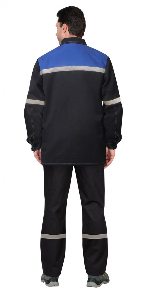 Костюм СИРИУС-МЕХАНИК куртка, брюки, черный с васильковым и СОП 25 мм.