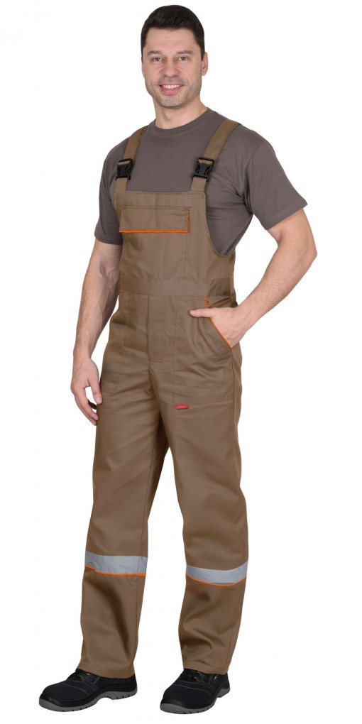 Костюм СИРИУС-МАСТЕР куртка/полукомбинезон, кофейный с темно-коричневым и оранж.кантом и СОП