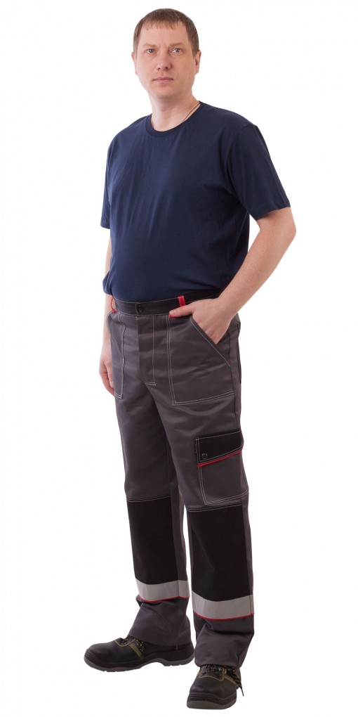 Костюм СИРИУС-ПОЛИНОМ куртка/брюки, т-серый со св-серым ,черным и красным СОП