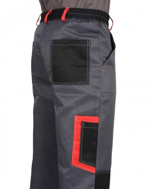 Костюм СИРИУС-ПОЛИНОМ куртка/брюки, т-серый со св-серым ,черным и красным СОП