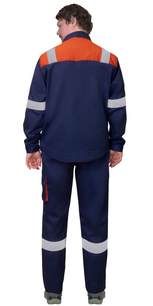 Костюм СИРИУС-БИЛДЕР куртка/брюки темно-синий с оранжевым и СОП