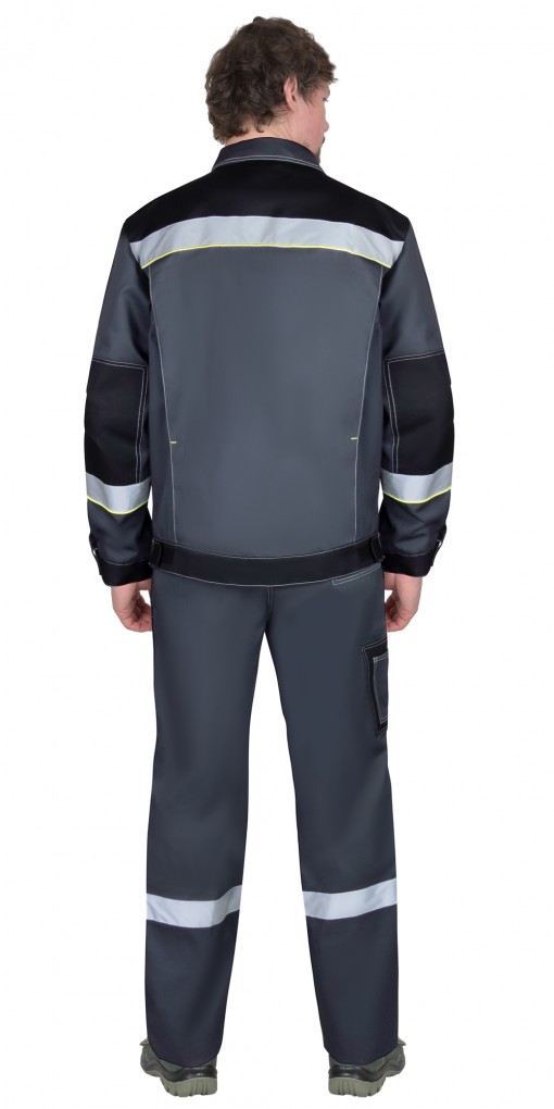 Костюм СИРИУС-ФАВОРИТ куртка/полукомбинезон, серый с черным, лимонным кантом и СОП