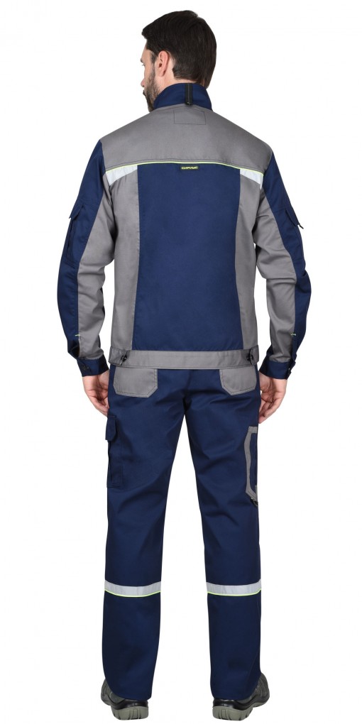 Куртка СИРИУС-СТАН синяя со средне-серым и лимонной отделкой