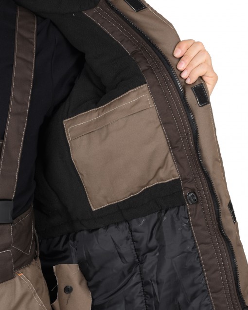 Костюм СИРИУС-РОДОС зимний: куртка дл., брюки светло-коричневый с тнмно-коричневым и СОП