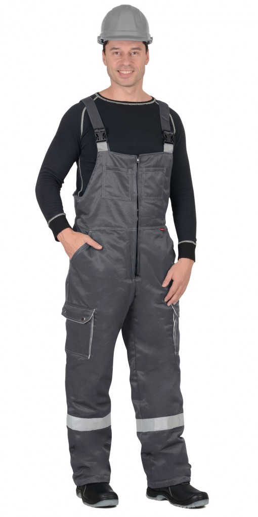 Костюм СИРИУС-ТИТАН зимний: куртка дл., полукомбинезон тёмно серый с серым и СОП-50мм.