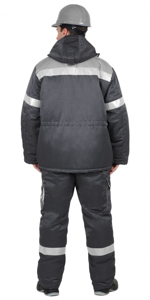 Костюм СИРИУС-ТИТАН зимний: куртка дл., полукомбинезон тёмно серый с серым и СОП-50мм.
