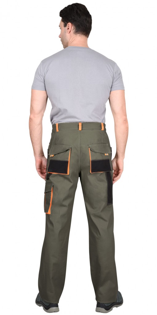 Брюки СИРИУС-МАНХЕТТЕН оливковые с оранжевым и черным