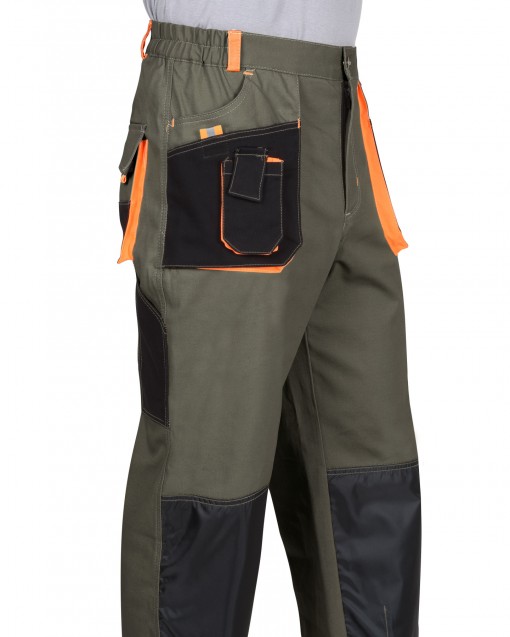 Брюки СИРИУС-МАНХЕТТЕН оливковые с оранжевым и черным