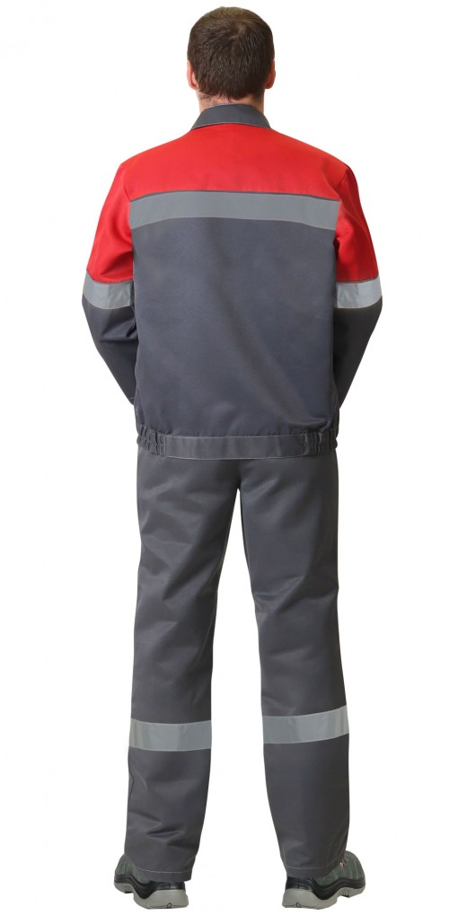 Костюм СИРИУС-ЛЕГИОНЕР куртка, полукомбинезон, темно-серый с красным и СОП 50 мм.