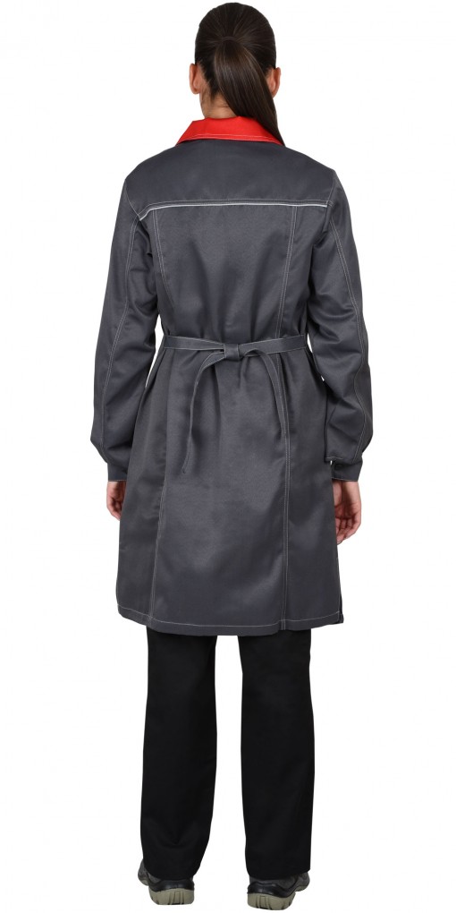 Халат СИРИУС-ФЛОРИДА женский серый с красным