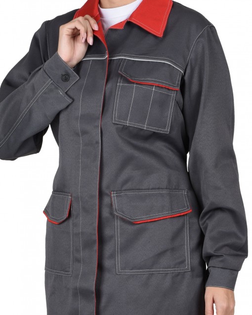 Халат СИРИУС-ФЛОРИДА женский серый с красным