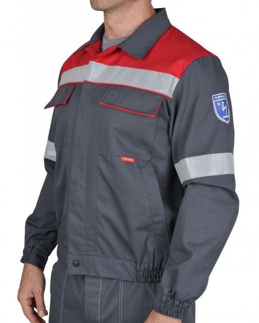 Куртка СИРИУС-МЕГИОН летняя, серая с красным и СОП