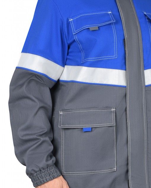 Куртка СИРИУС-САМОТЛОР летняя, серая с васильковым и СОП