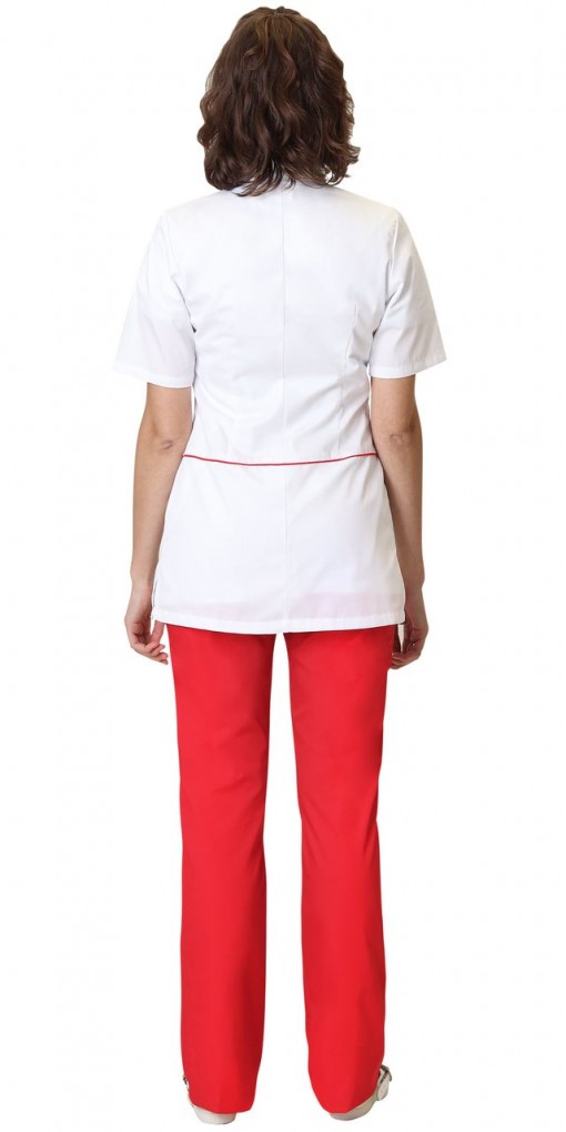 Костюм СИРИУС-ЛАУРА женский: блуза, брюки белый с красным