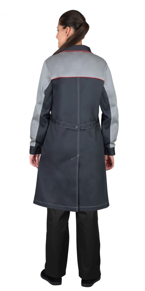 Халат СИРИУС-ИРИНА женский тёмно-серый со светло-серым и красным кантом