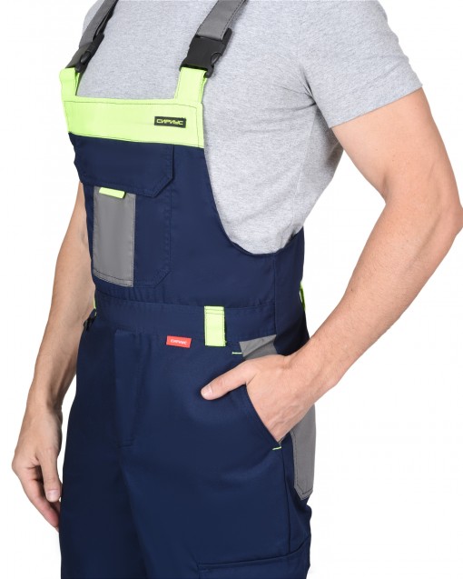 Полукомбинезон СИРИУС-СТАН синий со средне-серым и лимонной отделкой