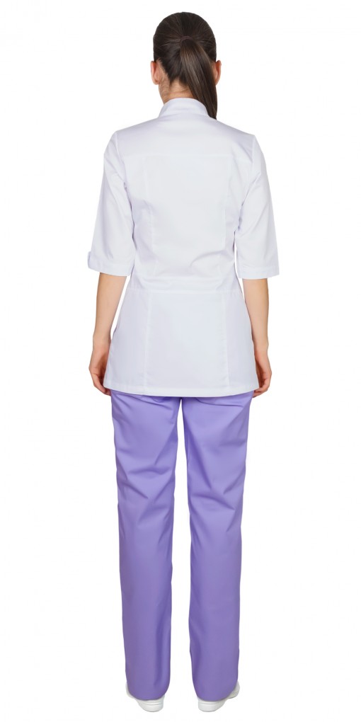 Костюм СИРИУС-БАРБАРА женский: куртка, брюки белый с фиолетовым