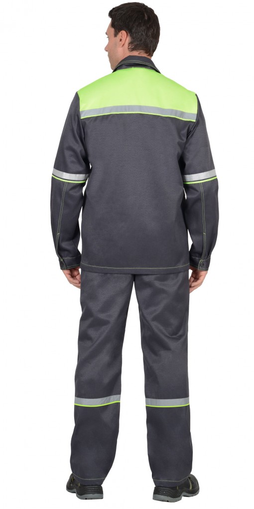 Костюм СИРИУС-МЕХАНИЗАТОР куртка/брюки темно-серый с неоновым и СОП