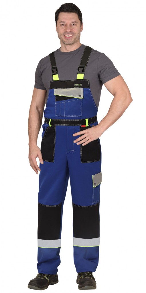 Костюм СИРИУС-ПОЛИНОМ куртка/полукомбинезон, василек с черным и СОП 50мм