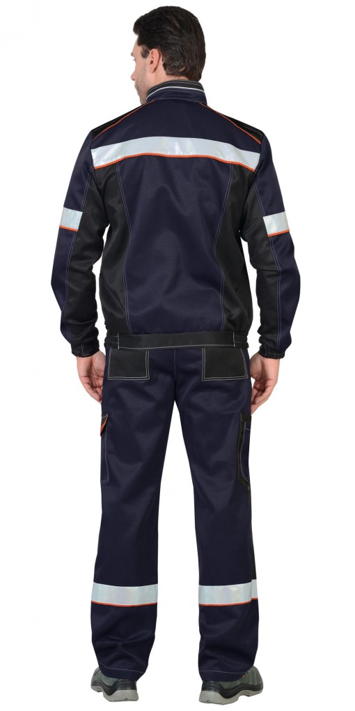 Костюм СИРИУС-ПОЛИНОМ куртка, полукомбинезон,синий с черным и оранжевым кантом СОП 50мм