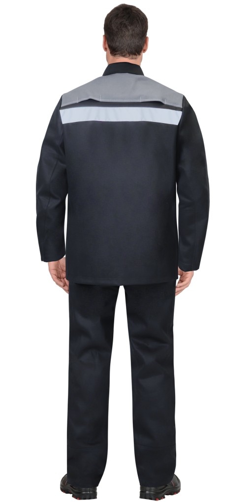 Костюм сварщика СИРИУС-РИГЕЛЬ-РОСС летний: куртка, брюки черный с серым и СОП