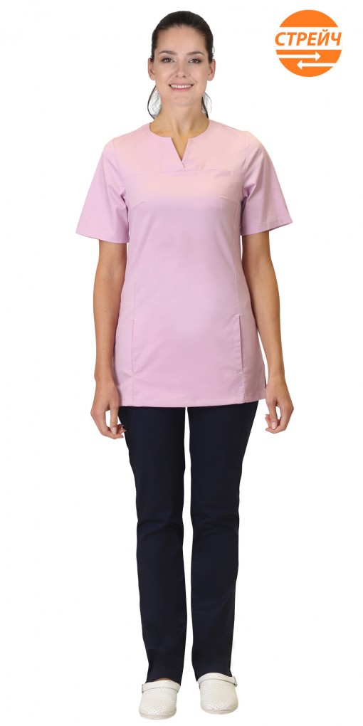 Костюм СИРИУС-ВАЛЕРИЯ женский: блуза, брюки розовый с темно-синим