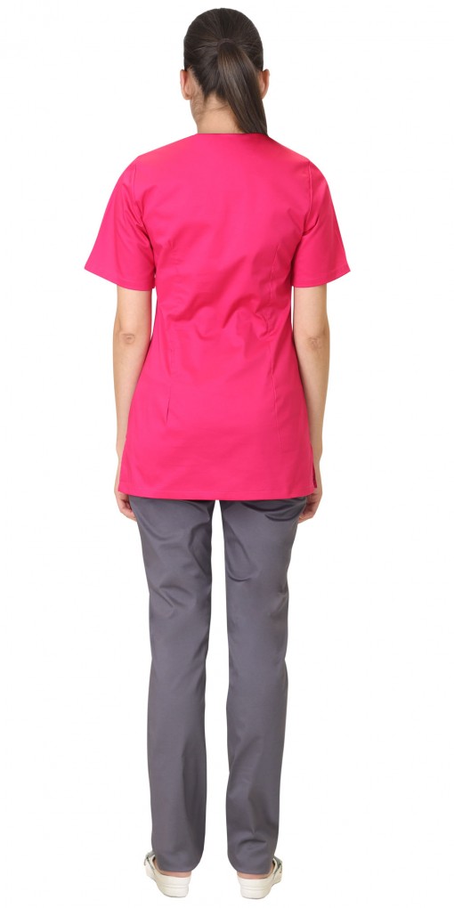 Костюм СИРИУС-ВАЛЕРИЯ женский: блуза, фуксия с темно-серым