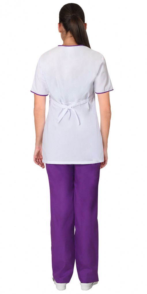 Костюм СИРИУС-ВИРДЖИНИЯ женский: блуза, брюки белый с фиолетовым