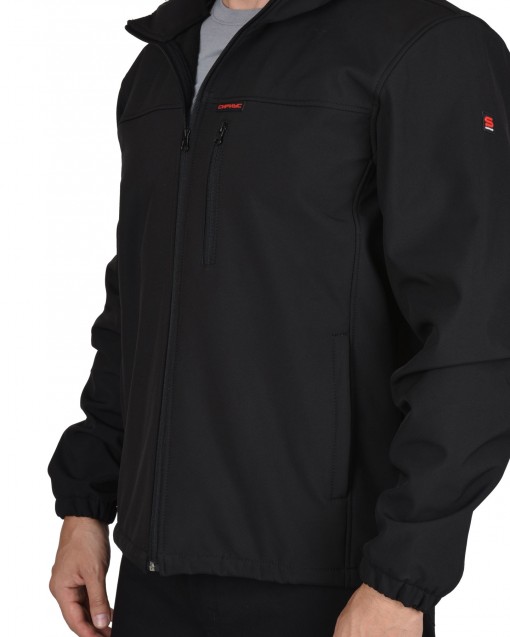 Куртка СИРИУС-АЗОВ демисезонная  с капюшоном софтшелл черная