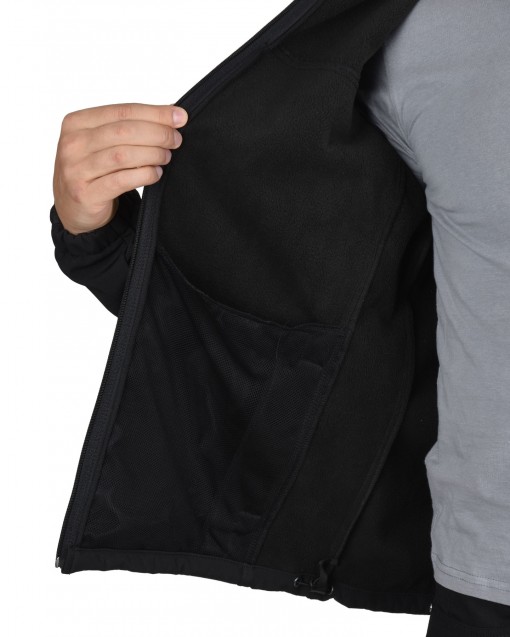 Куртка СИРИУС-АЗОВ демисезонная  с капюшоном софтшелл черная
