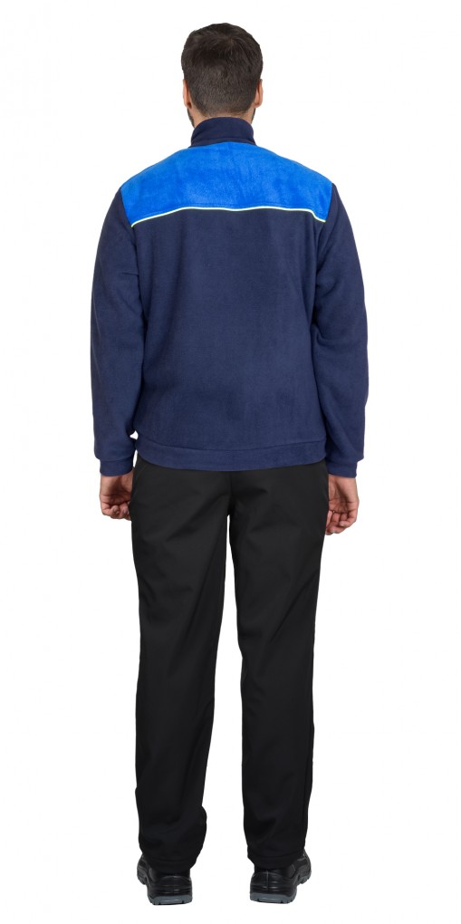 Куртка флисовая ФАВОРИТ тёмно-синяя с васильковым и лимонным кантом