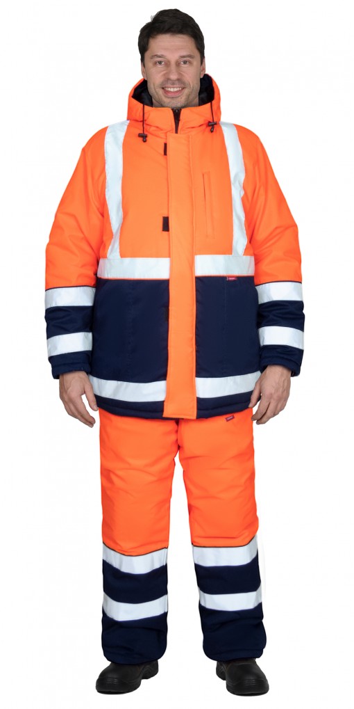 Костюм СИРИУС-МАГИСТРАЛЬ-3-РОСС зимний : куртка, полукомбинезон оранжевый с синим и СОП