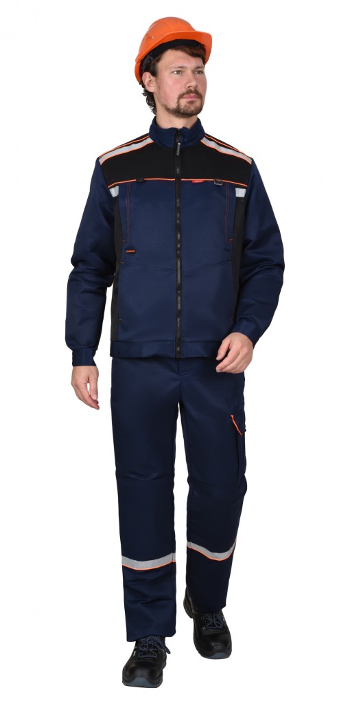 Костюм СИРИУС-ПРАКТИК  куртка/брюки, темно-синий с черным и СОП