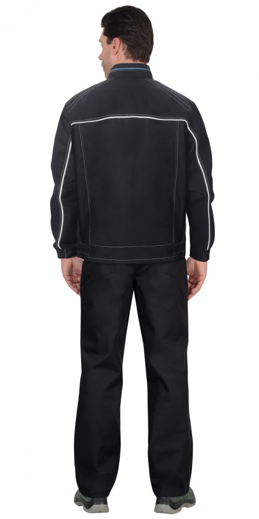 Куртка СИРИУС-АЛЕКС черная с голубой отделкой