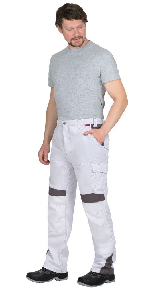 Брюки СИРИУС-ЦИТРИН белые со средне-серым