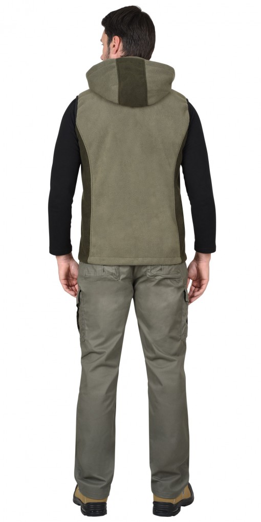 Жилет флисовый СИРИУС-ТЕХНО светло-оливковый с оливковым (флис дублированный)