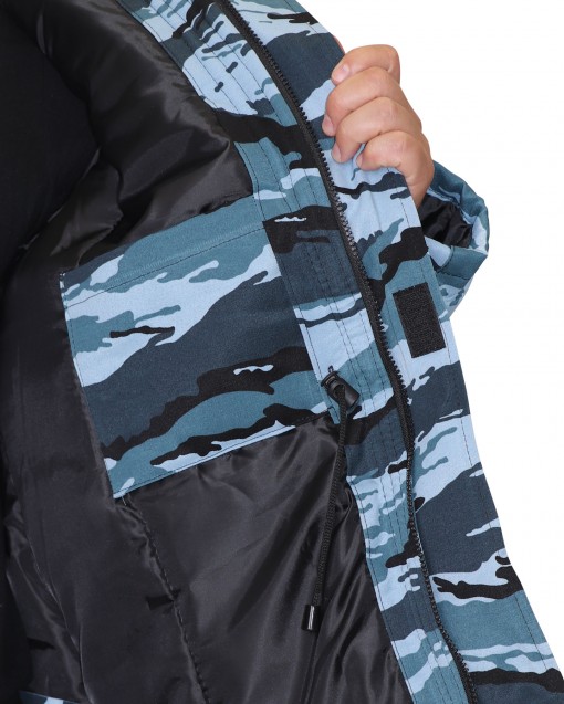 Куртка СИРИУС-БЕЗОПАСНОСТЬ утепленная удлиненная КМФ Серый вихрь
