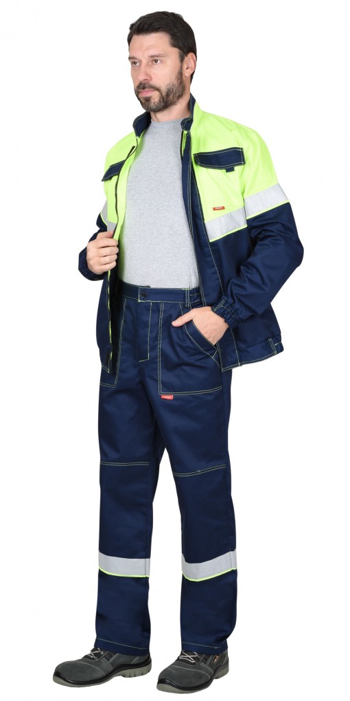 Костюм СИРИУС-НАВИГАТОР куртка брюки синий с лимонным и СОП