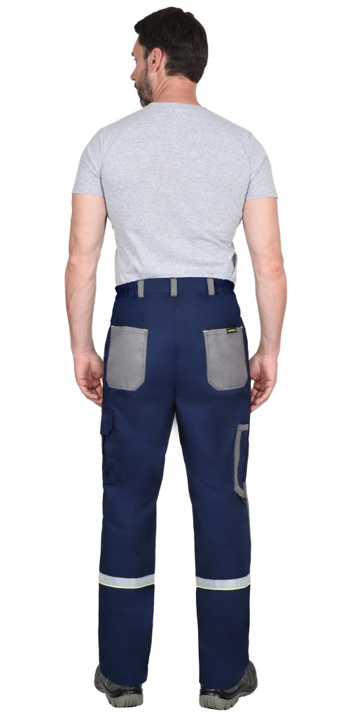 Брюки СИРИУС-СТАН синие со средне-серым и лимонной отделкой