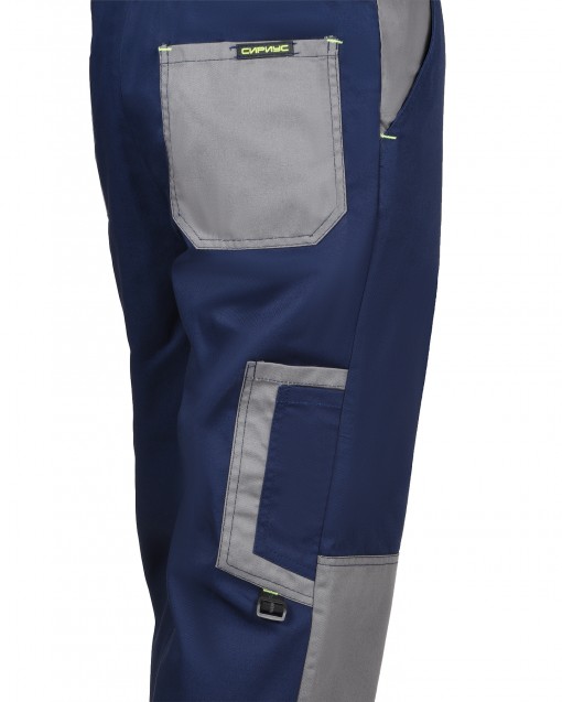 Брюки СИРИУС-СТАН синие со средне-серым и лимонной отделкой