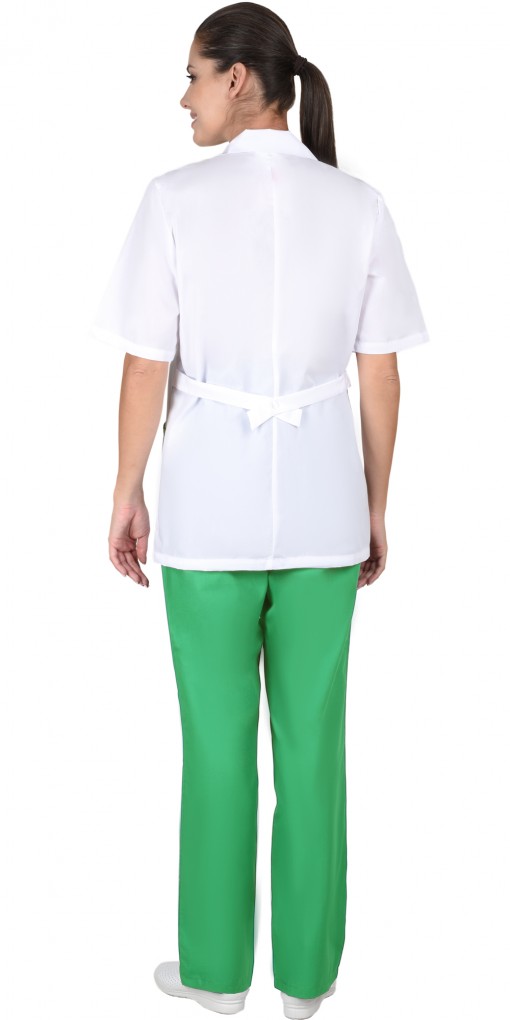 Костюм СИРИУС-ЛИЗА женский: блуза/брюки белый с салатовым