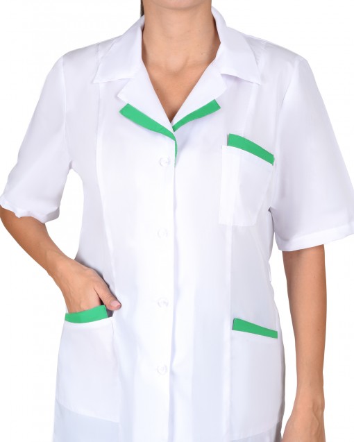 Костюм СИРИУС-ЛИЗА женский: блуза/брюки белый с салатовым